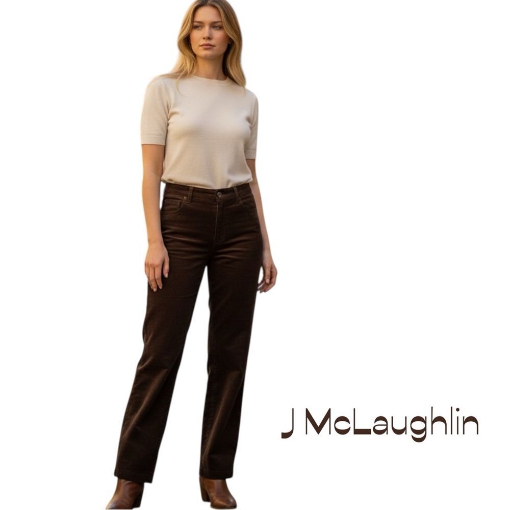 J McLaughlin Brown Corduroy Straight Leg Pants Size 8